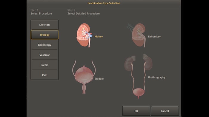 Анатомические настройки по умолчанию для урологических и эндоскопических процедур