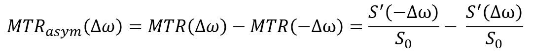 Formula showing calculation of MTR spectrum