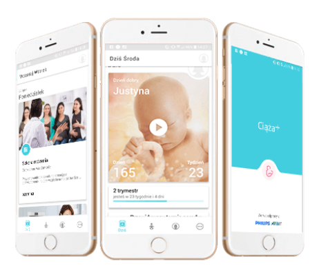 Aplikacja Ciąża+ na ekranie smartfona