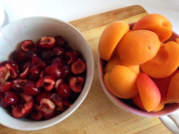 Cherry and apricot puree fruits