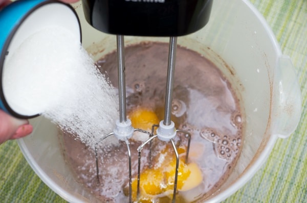 Pancakes with bird cherry flour mixing