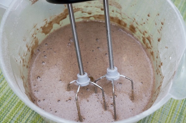 Pancakes with bird cherry flour mixing
