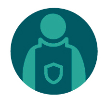 сине-зеленый круг с человеком в щите