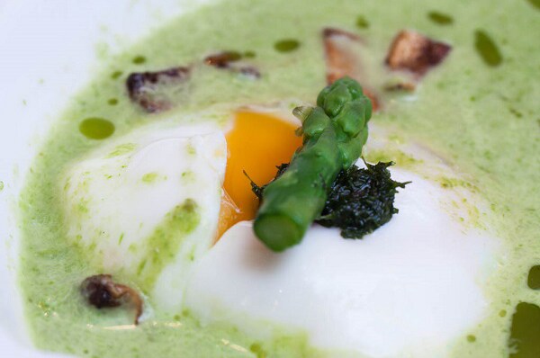 Суп из спаржи с белыми грибами